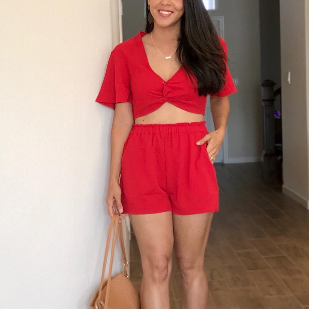 Crop top shorts red. Excellent condition